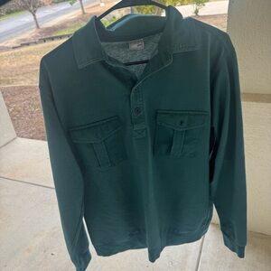 Haband Casual Joe Button Long Sleeve Shirt Cotton Sz L Green